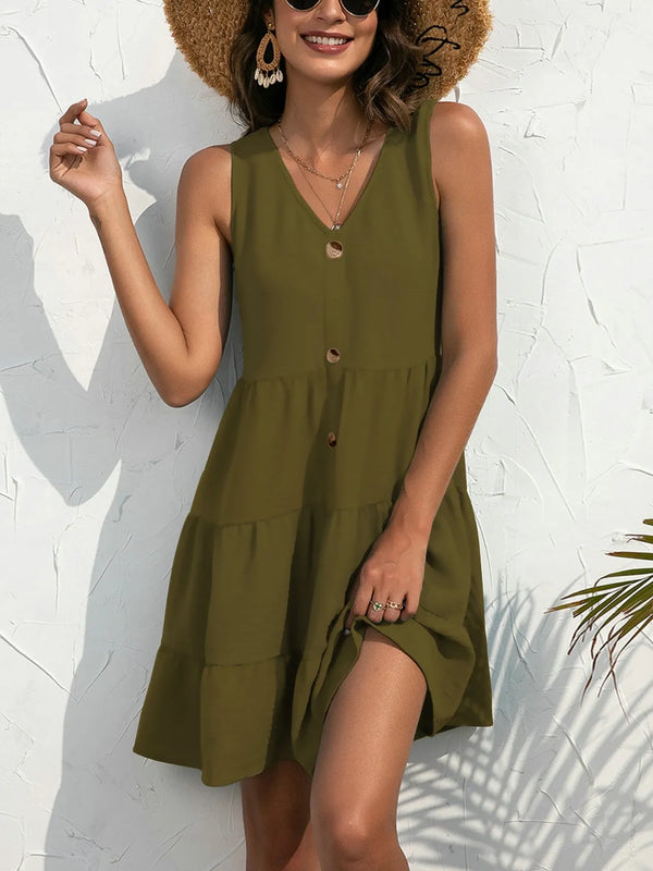 v-neck-sleeveless-mini-tank-dress OhSoStyled - Sophia's Style in Gold-1
